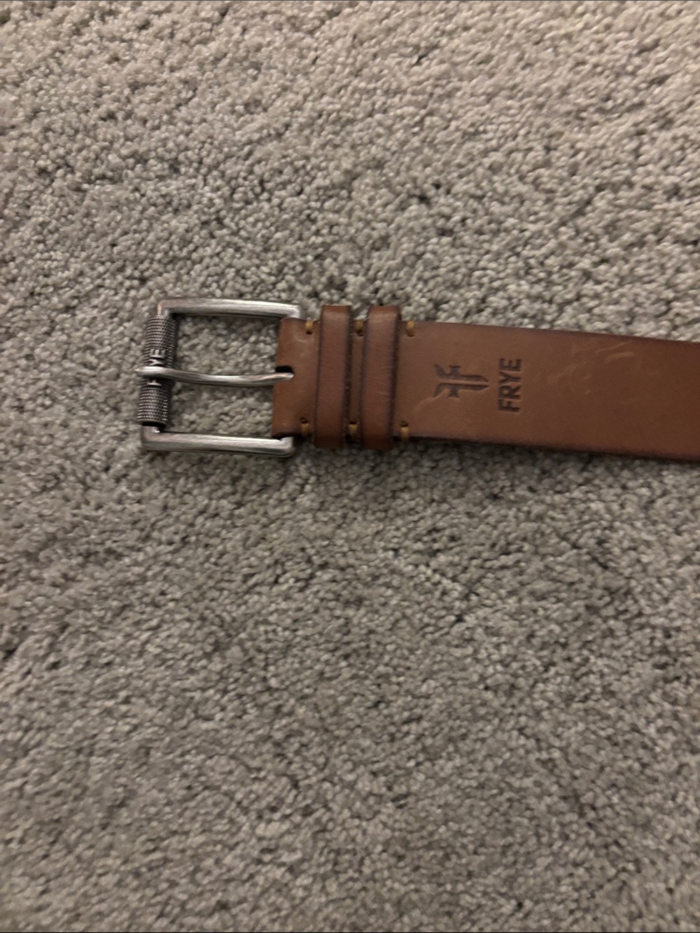 FRYE Brown Leather Men's Belt with Silver Buckle